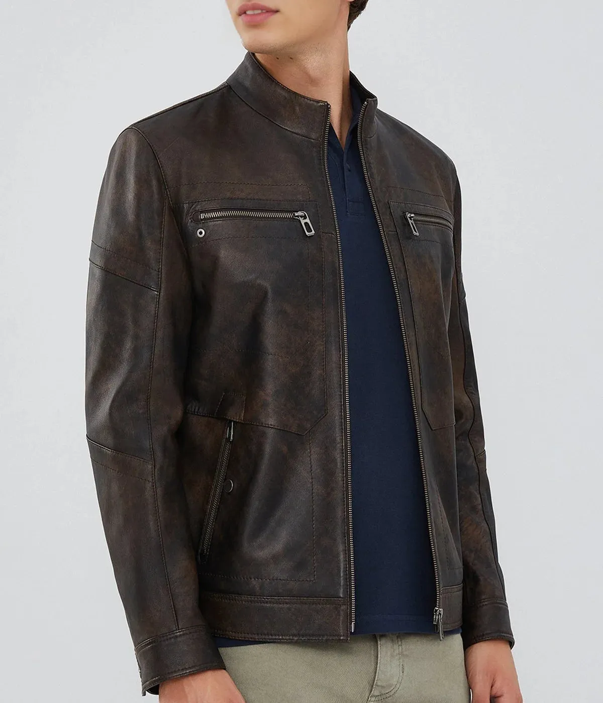 Bohemia | Men's Vintage Brown Sheepskin Leather Jacket