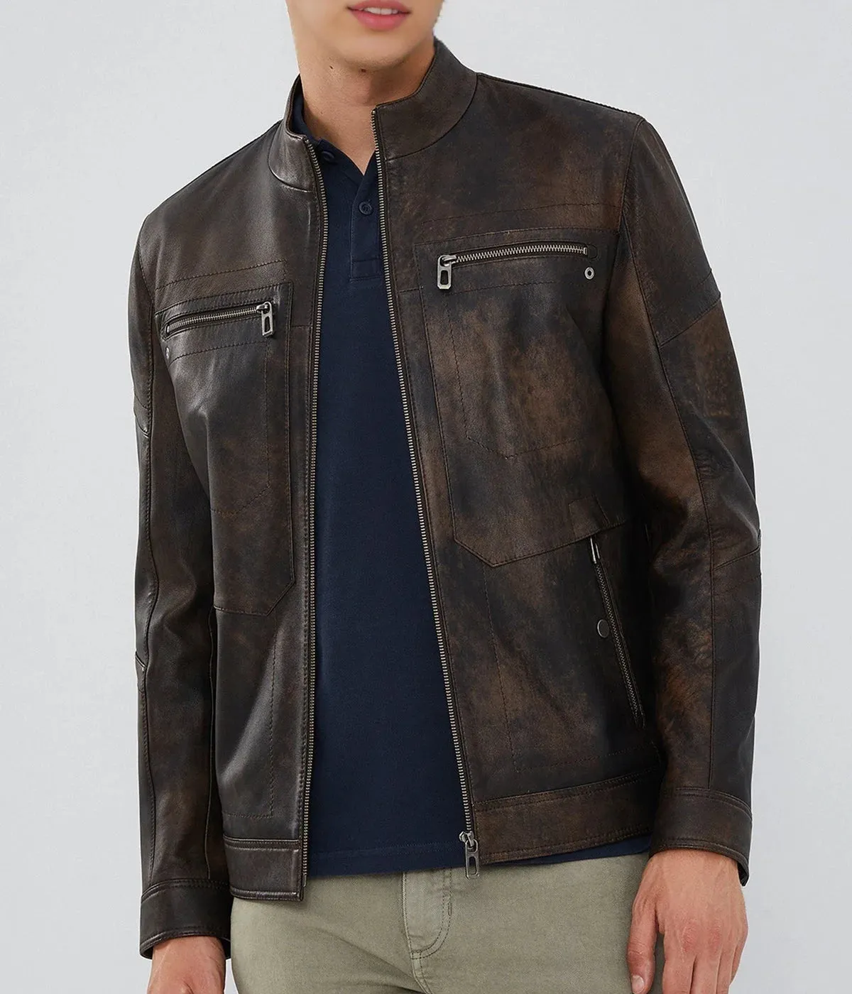 Bohemia | Men's Vintage Brown Sheepskin Leather Jacket