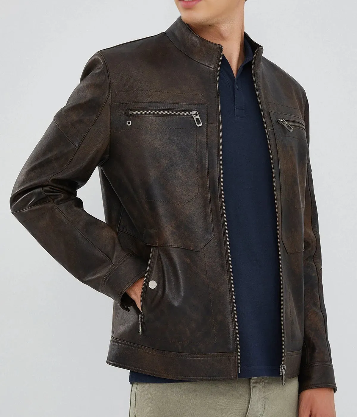 Bohemia | Men's Vintage Brown Sheepskin Leather Jacket