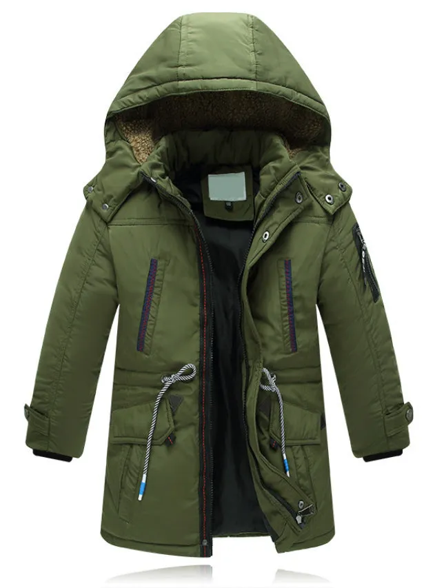 Children Zipper Waist Strap Down Coats Boy