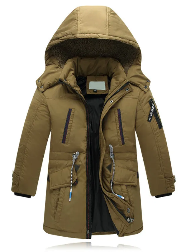 Children Zipper Waist Strap Down Coats Boy