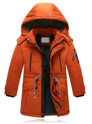 Children Zipper Waist Strap Down Coats Boy