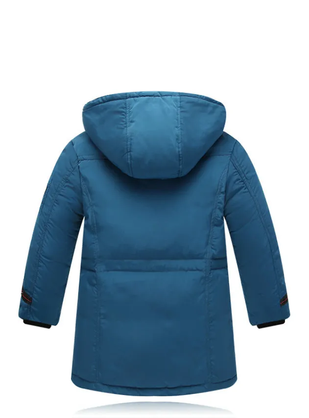 Children Zipper Waist Strap Down Coats Boy