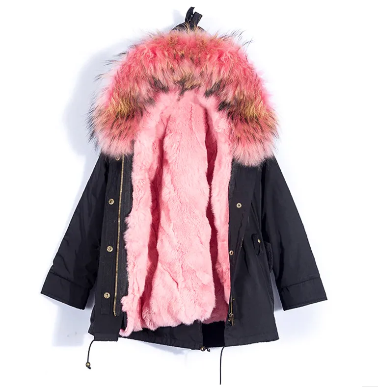 Children's Fur Lined Black Parka