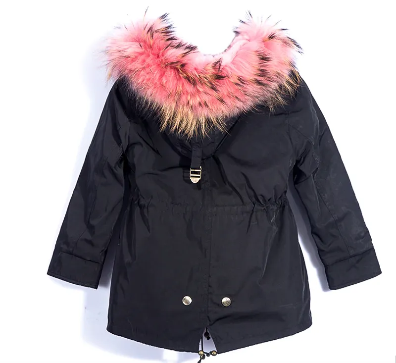 Children's Fur Lined Black Parka