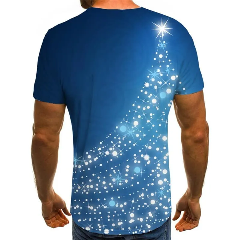 Christmas T-shirt Men Party T-shirts Graphic Blue T-shirts 3d Harajuku Tshirts Cool