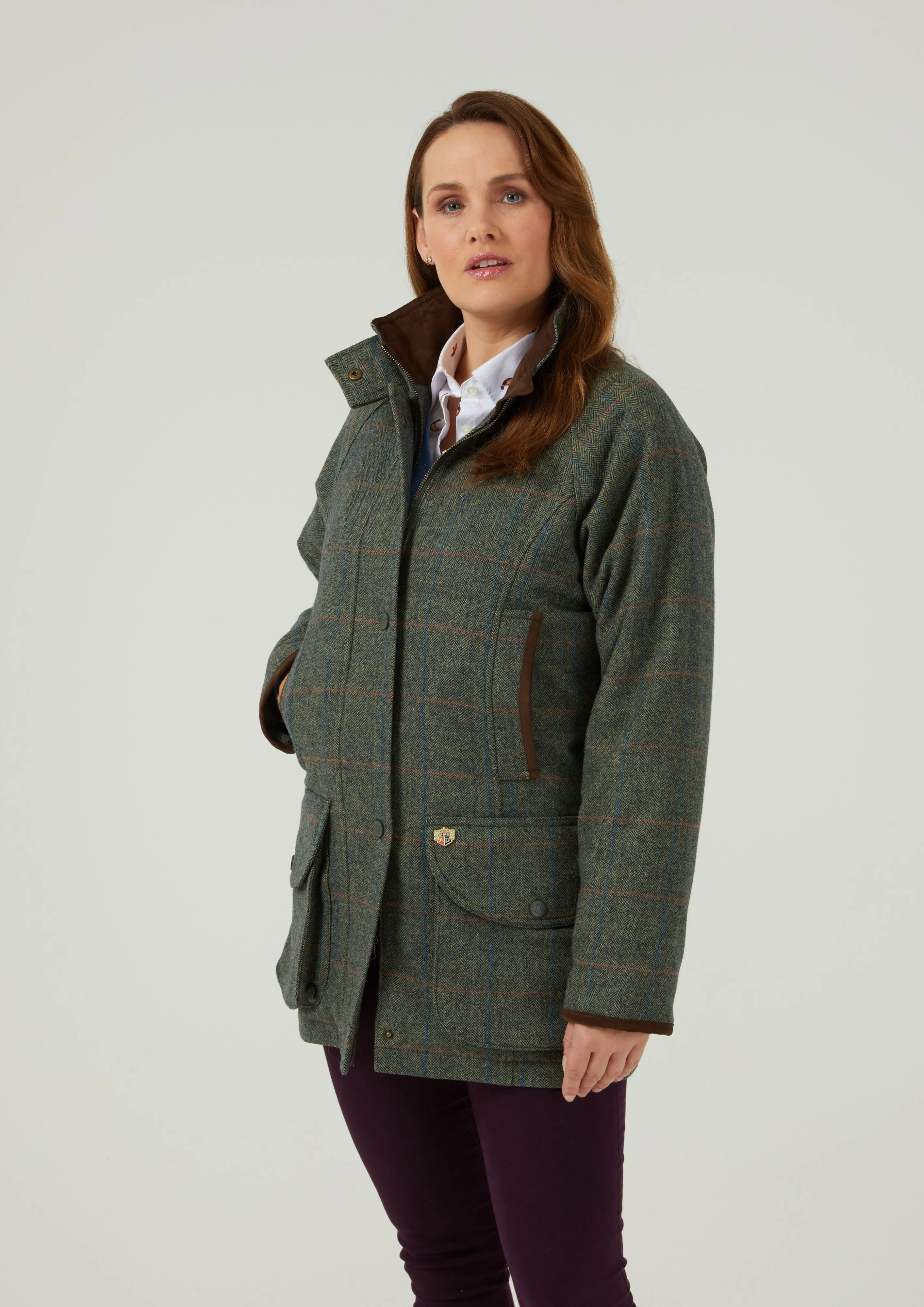 Combrook Ladies Tweed Shooting Coat In Spruce - Shooting Fit