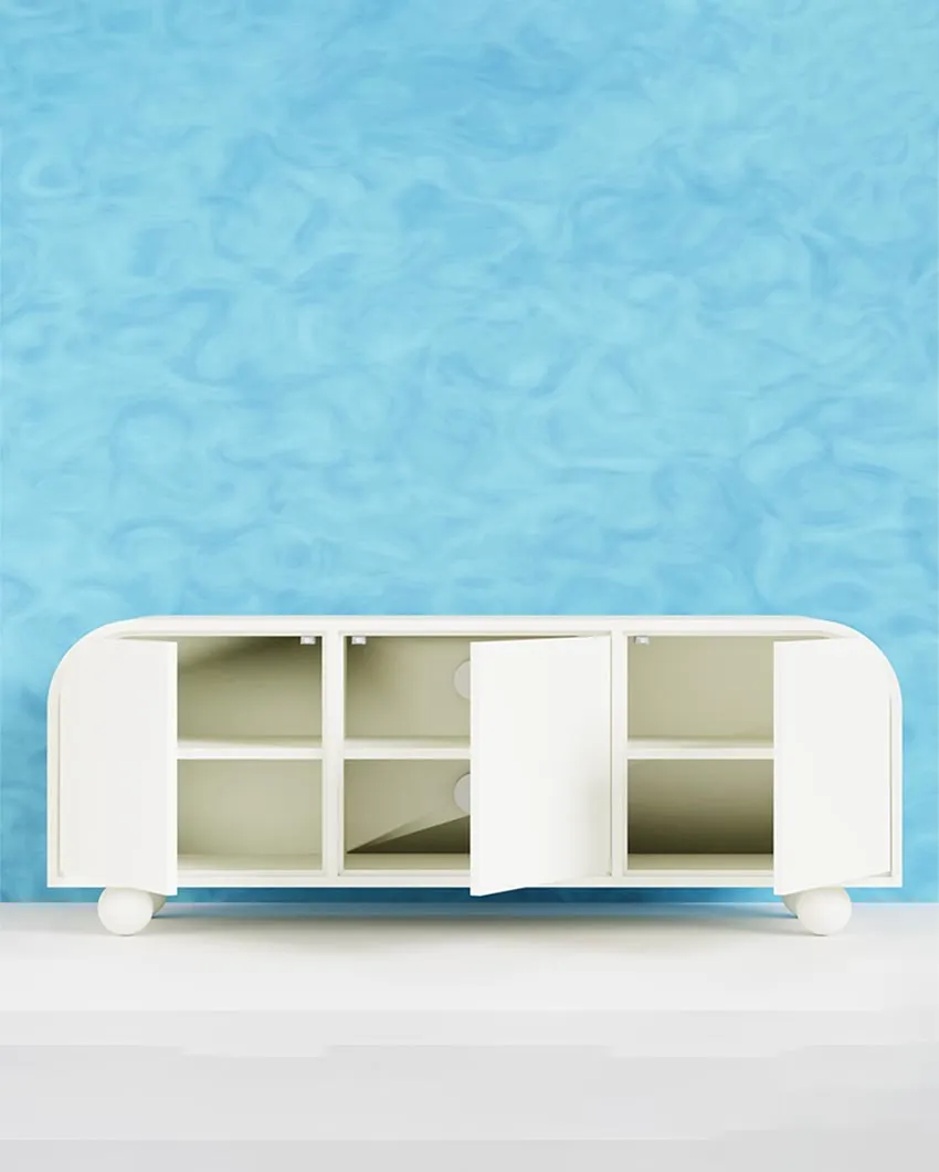 Functional White Santorini TV Cabinet | 63 x 18 x 24 inches