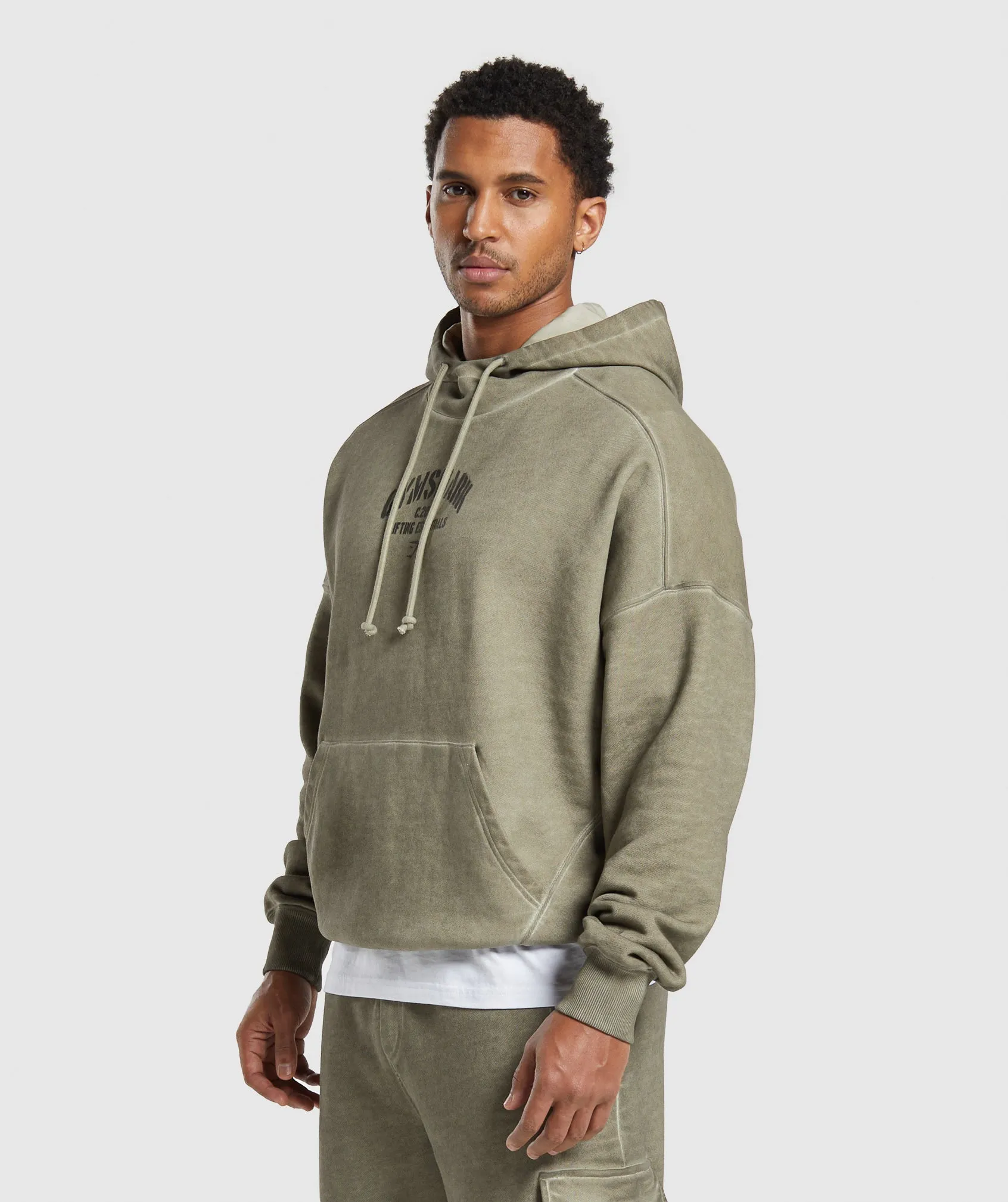 Gymshark Heavyweight Washed Hoodie - Utility Green