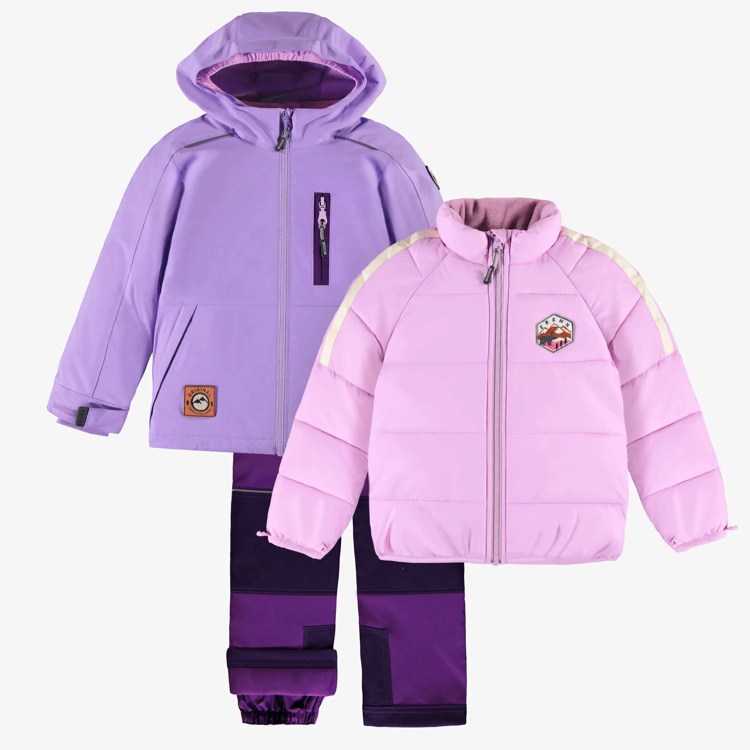 Habit de neige 3 en 1 lilas et mauve, enfant|| 3-in-1 snowsuit lilac and purple, child