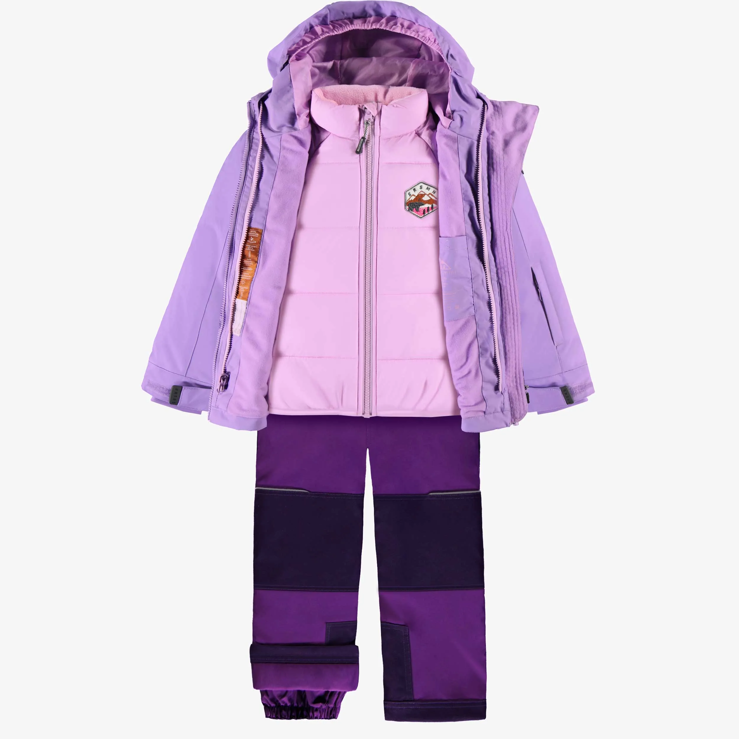 Habit de neige 3 en 1 lilas et mauve, enfant|| 3-in-1 snowsuit lilac and purple, child