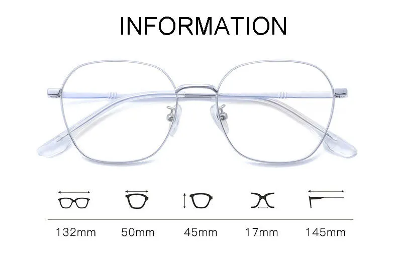 Hotony Unisex Full Rim Polygon Round Titanium Eyeglasses 8009