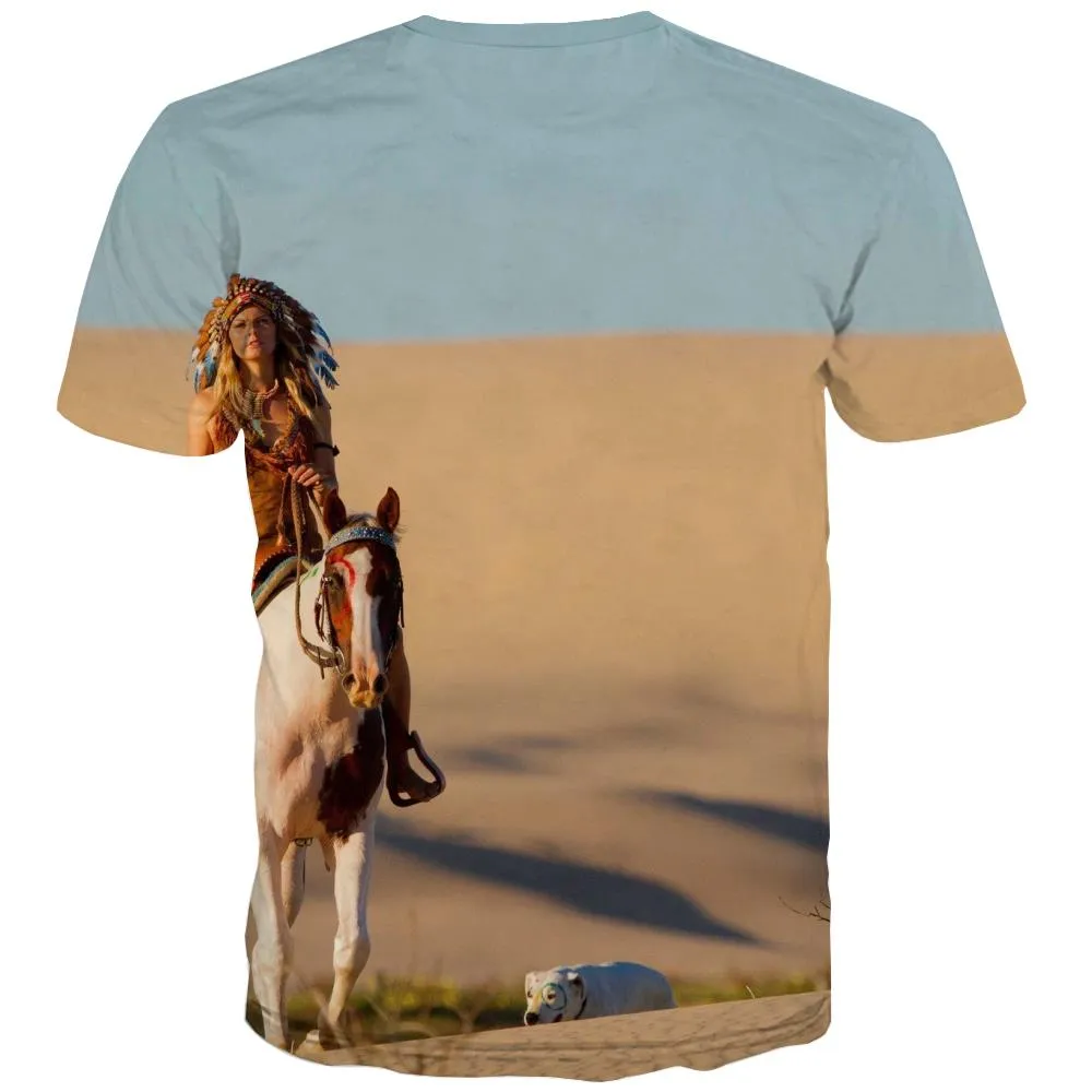 Indians T shirts Men Grassland Tshirt Printed Sunset Tshirt Anime War T-shirts 3d