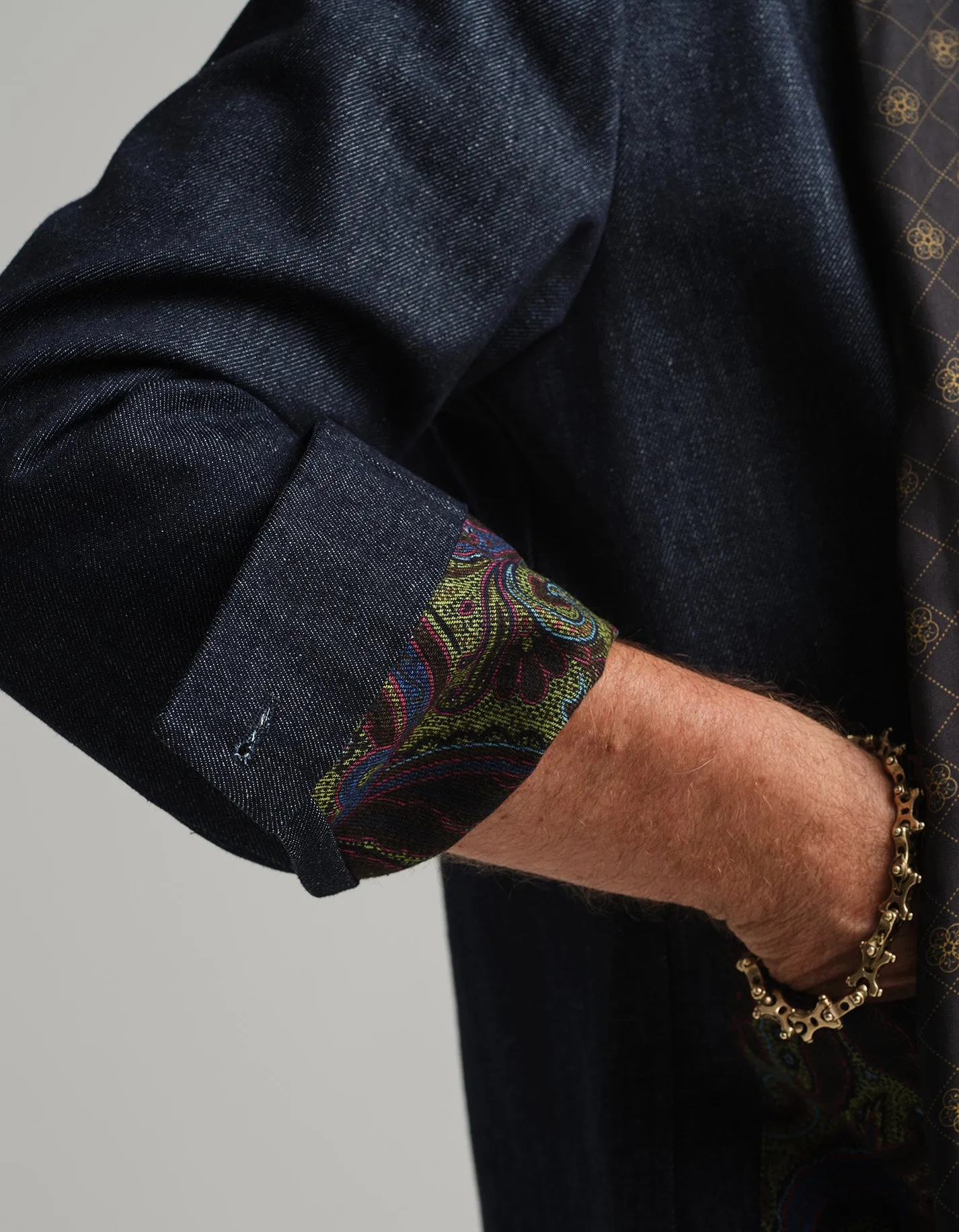 Indigo Denim & Paisley Shacket GOLD