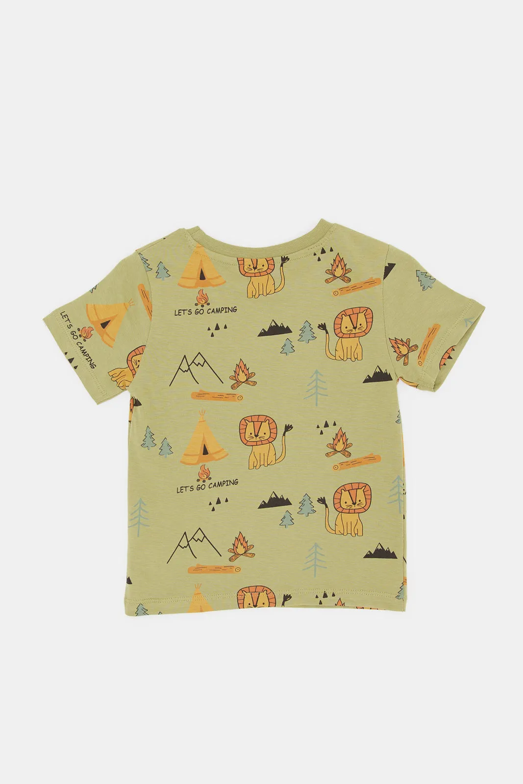 Infant Boys Olive Printed T-Shirt