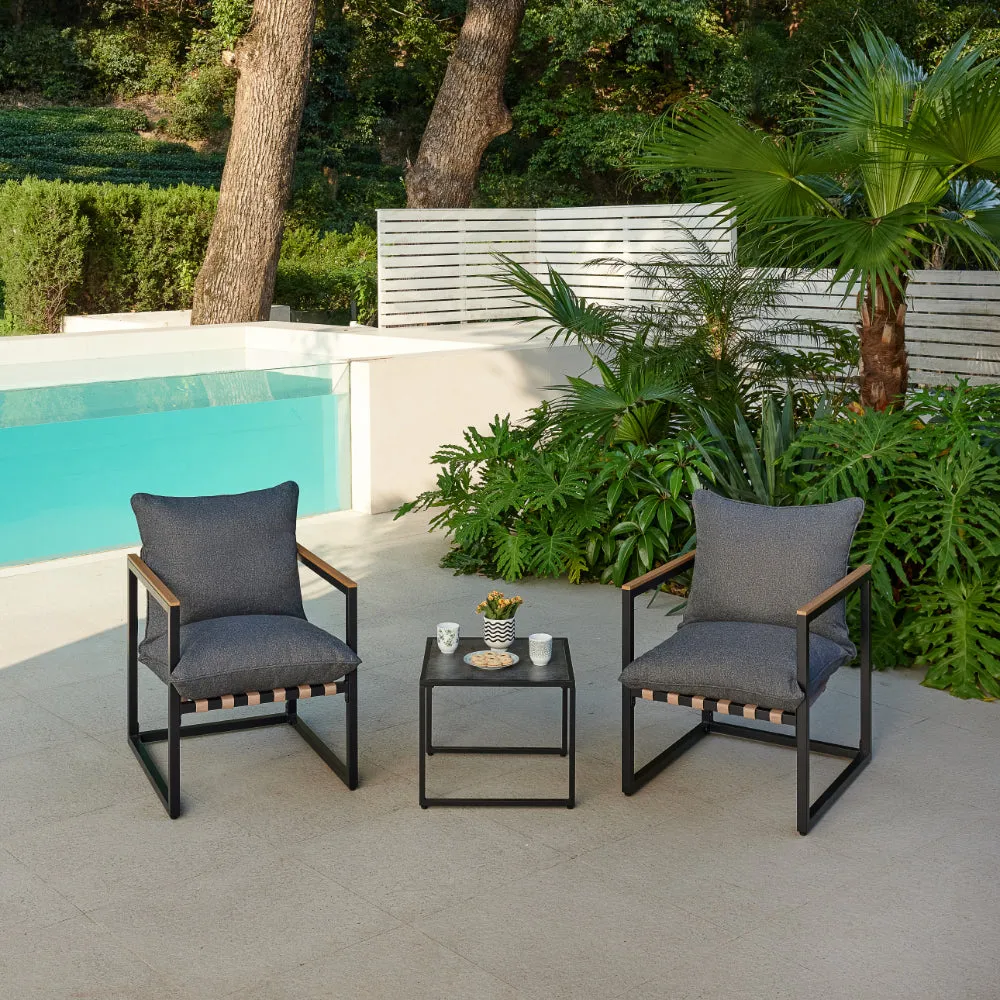 Marbella Garden Balcony Set, Dark Grey Cushions