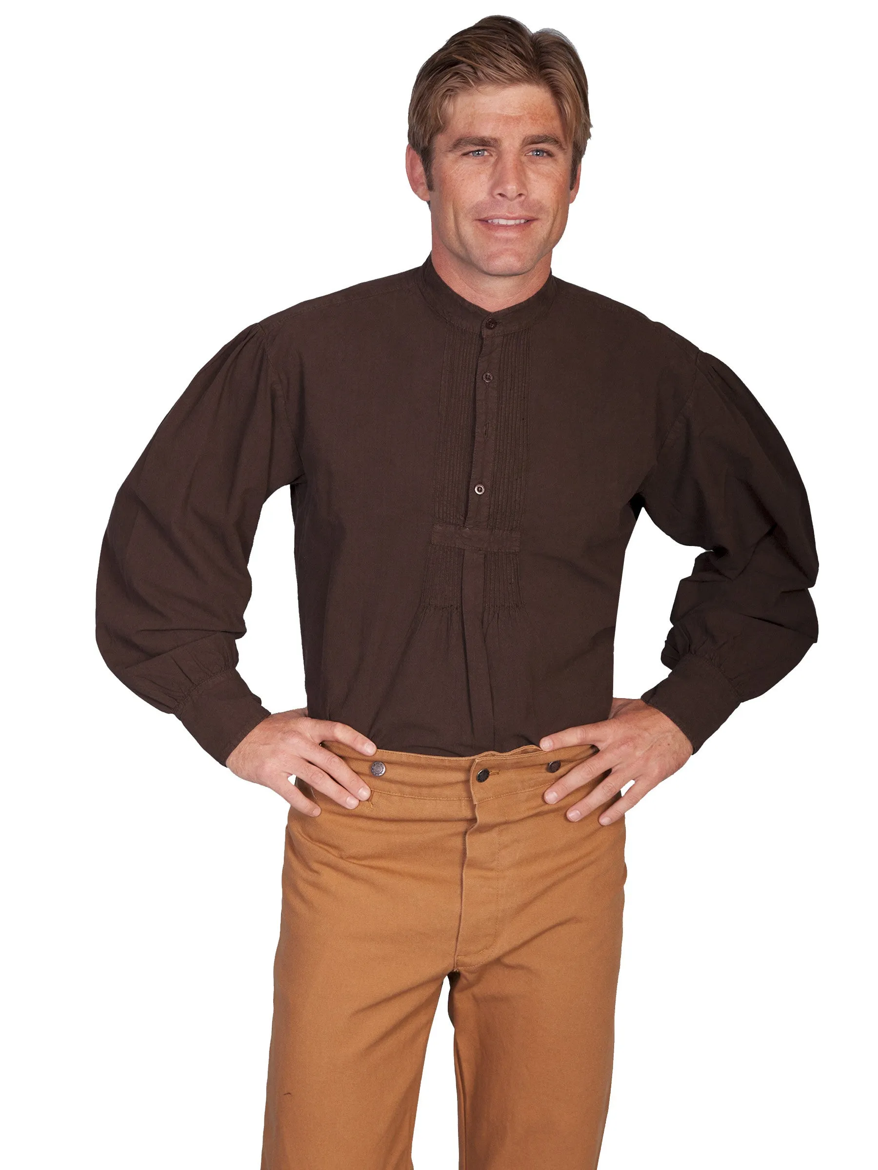 Men's Western Shirt Collection: Scully Rangewear Pullover, Band Collar