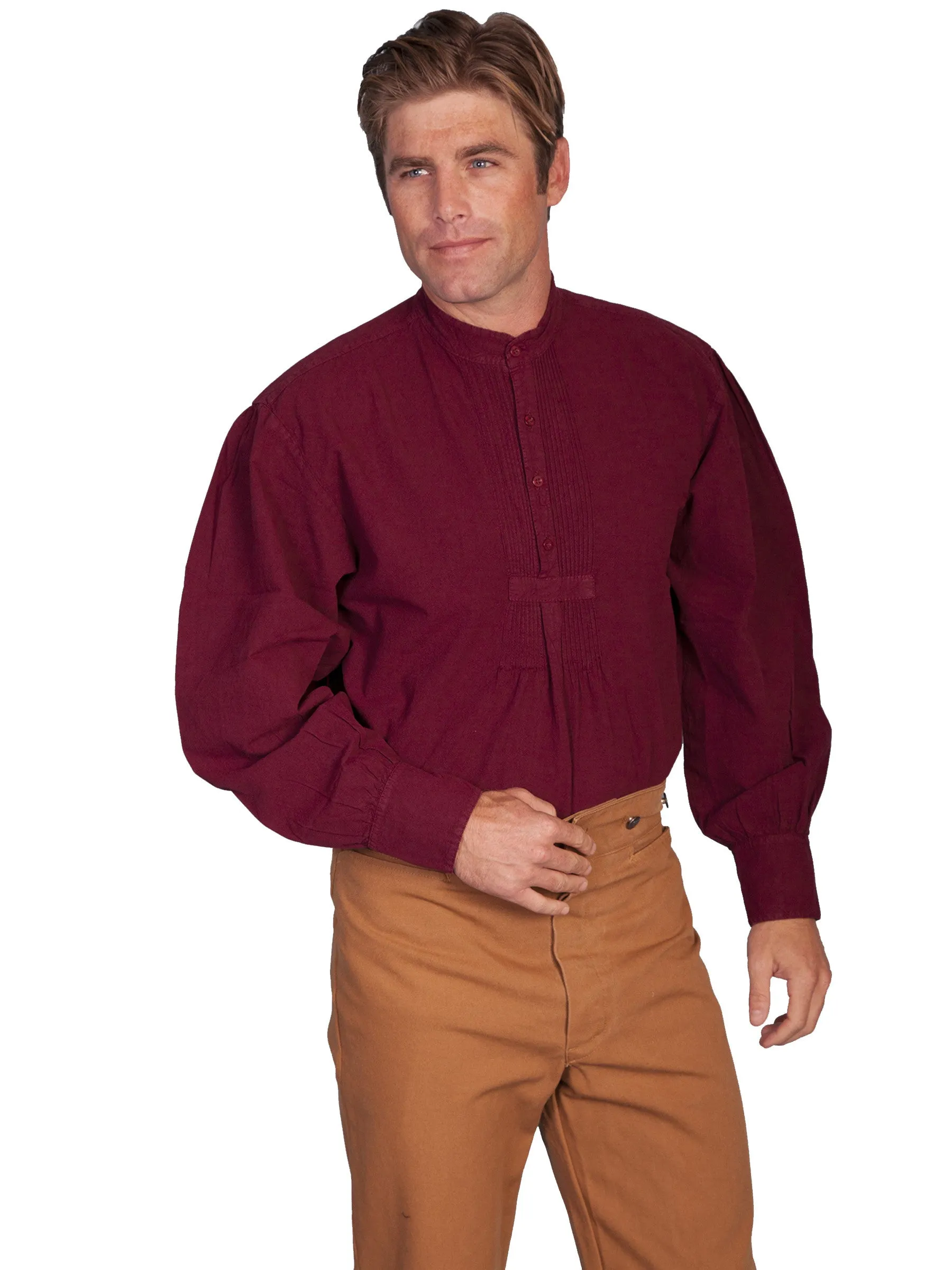 Men's Western Shirt Collection: Scully Rangewear Pullover, Band Collar