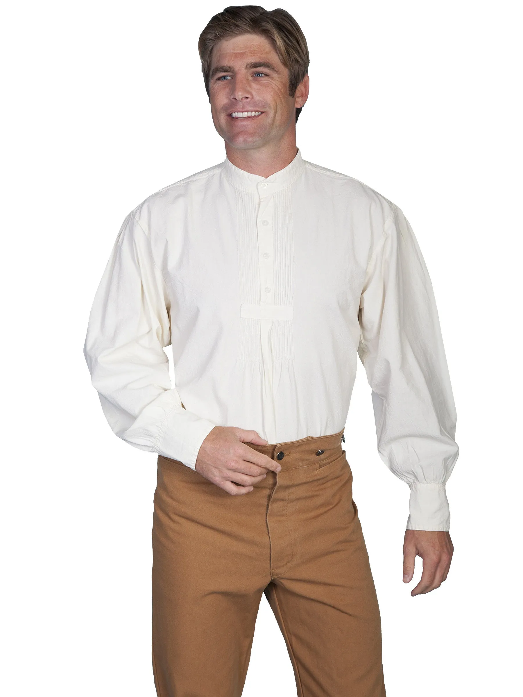 Men's Western Shirt Collection: Scully Rangewear Pullover, Band Collar