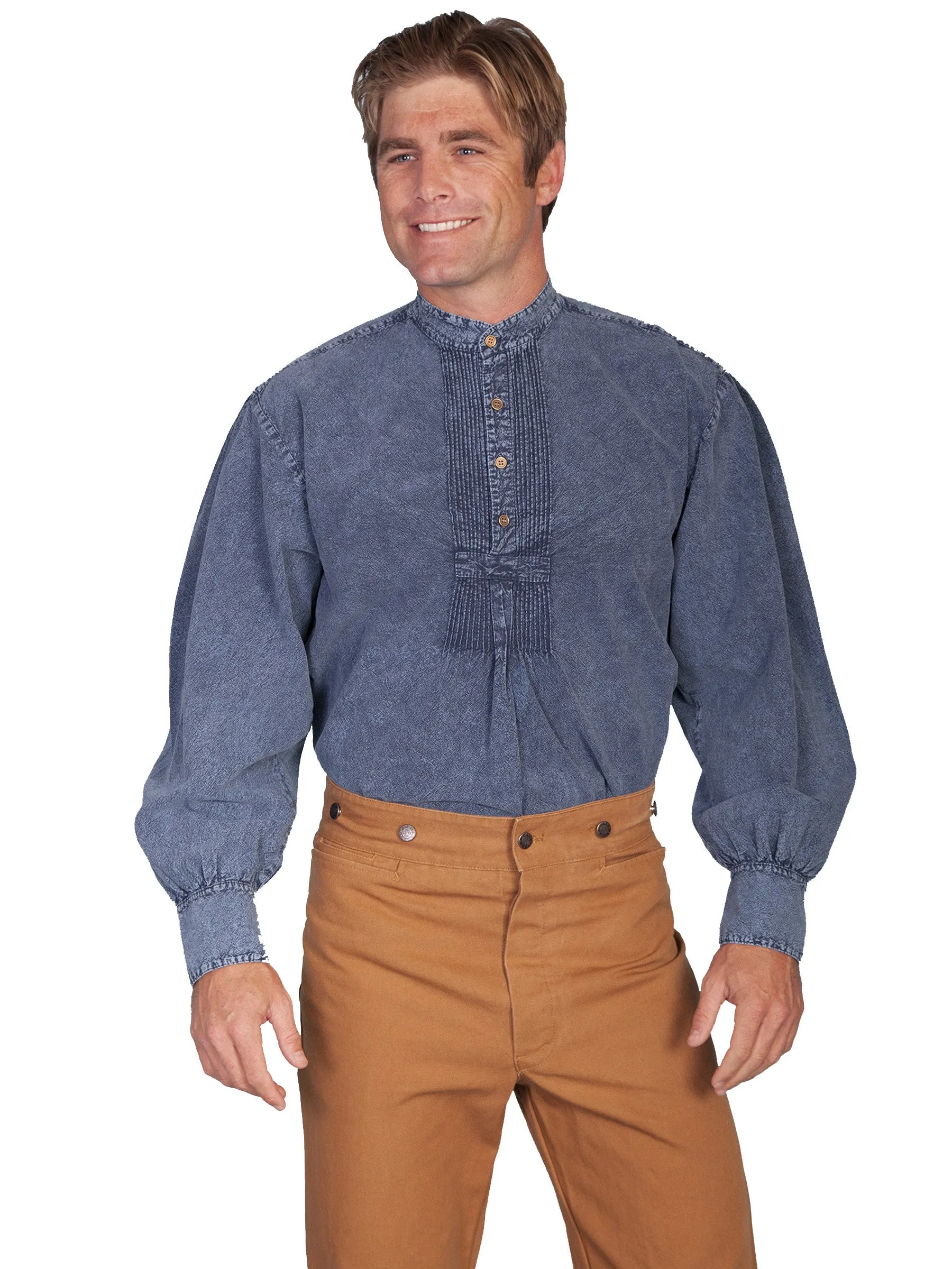 Men's Western Shirt Collection: Scully Rangewear Pullover, Band Collar