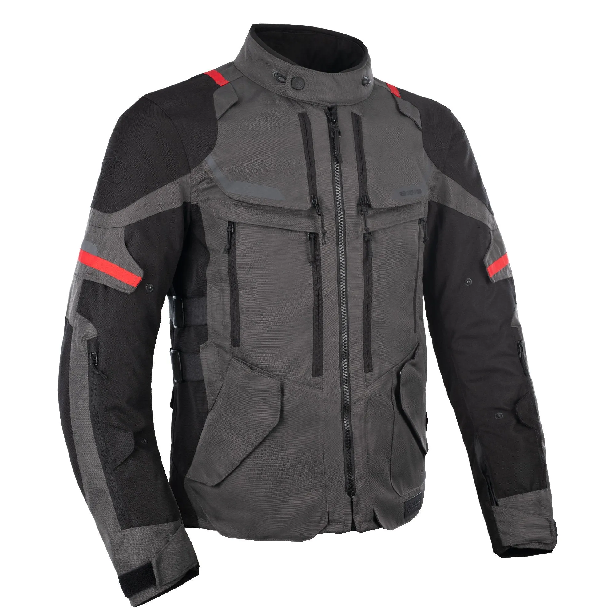 Oxford Rockland Men's Motorcycle Jacket Charcoal Black Red