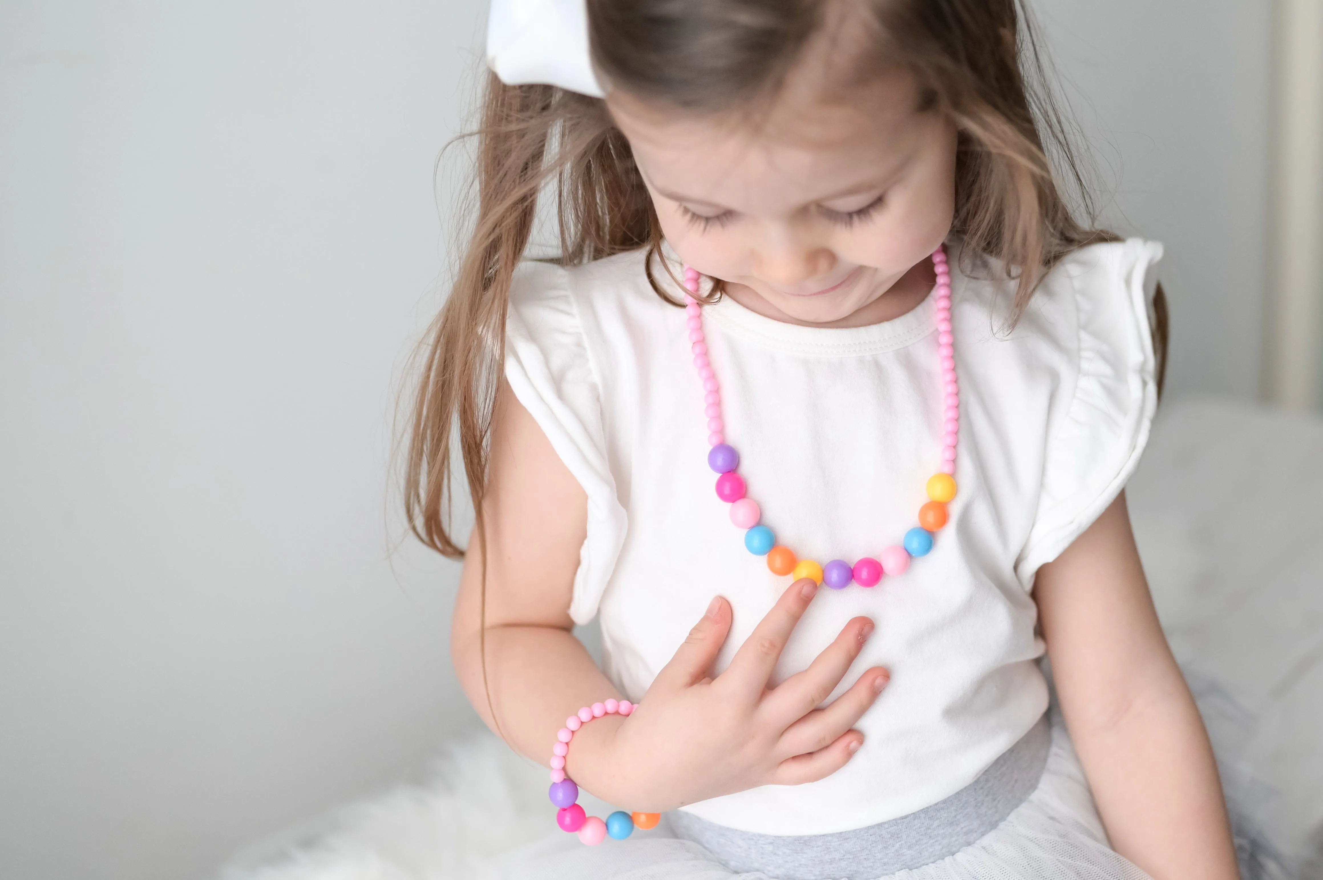 Pink Tutu For Girls | Pom Pom Tutu Skirt With Necklace and Bracelet | 3Pcs Set