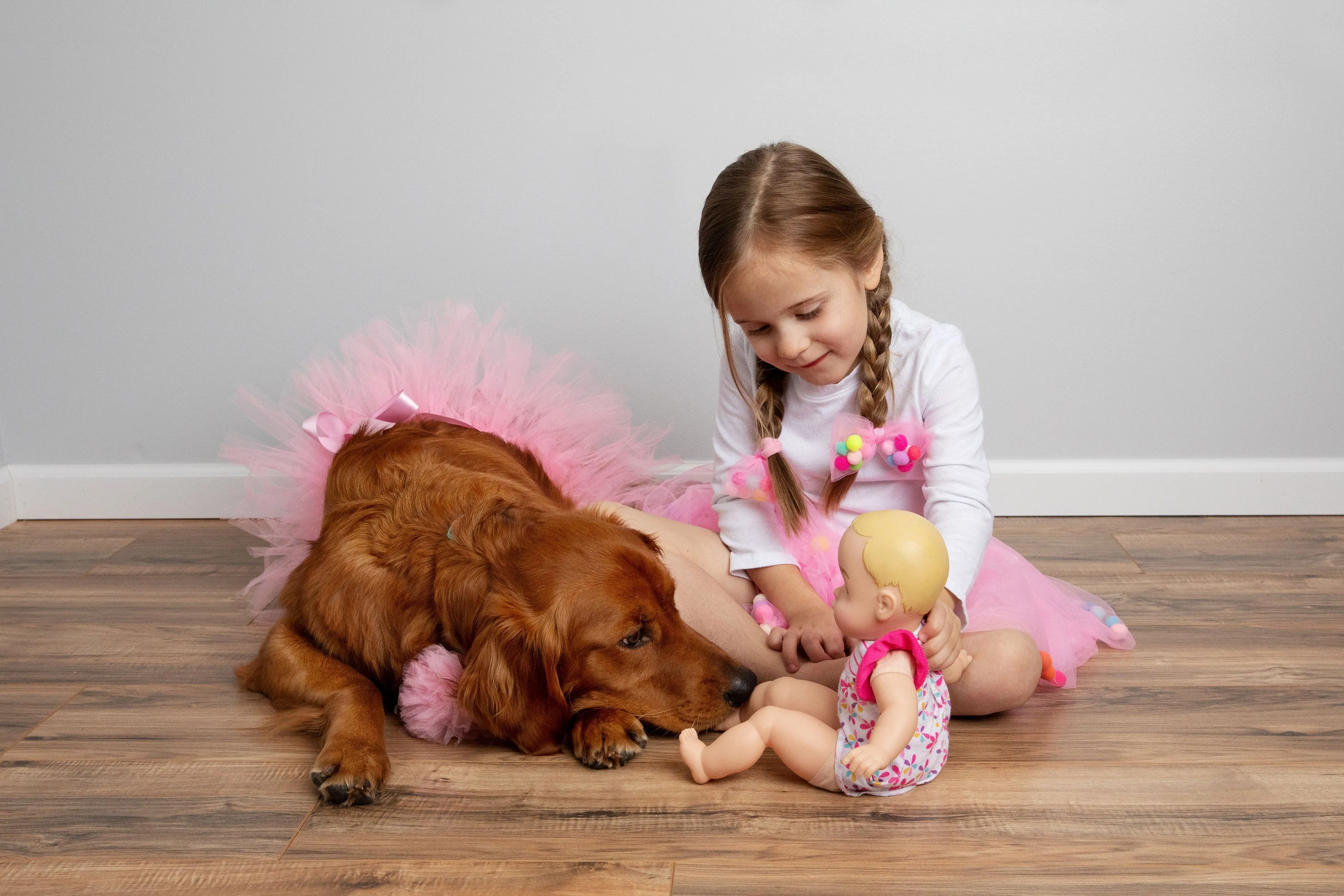 Pink Tutu For Girls | Pom Pom Tutu Skirt With Necklace and Bracelet | 3Pcs Set