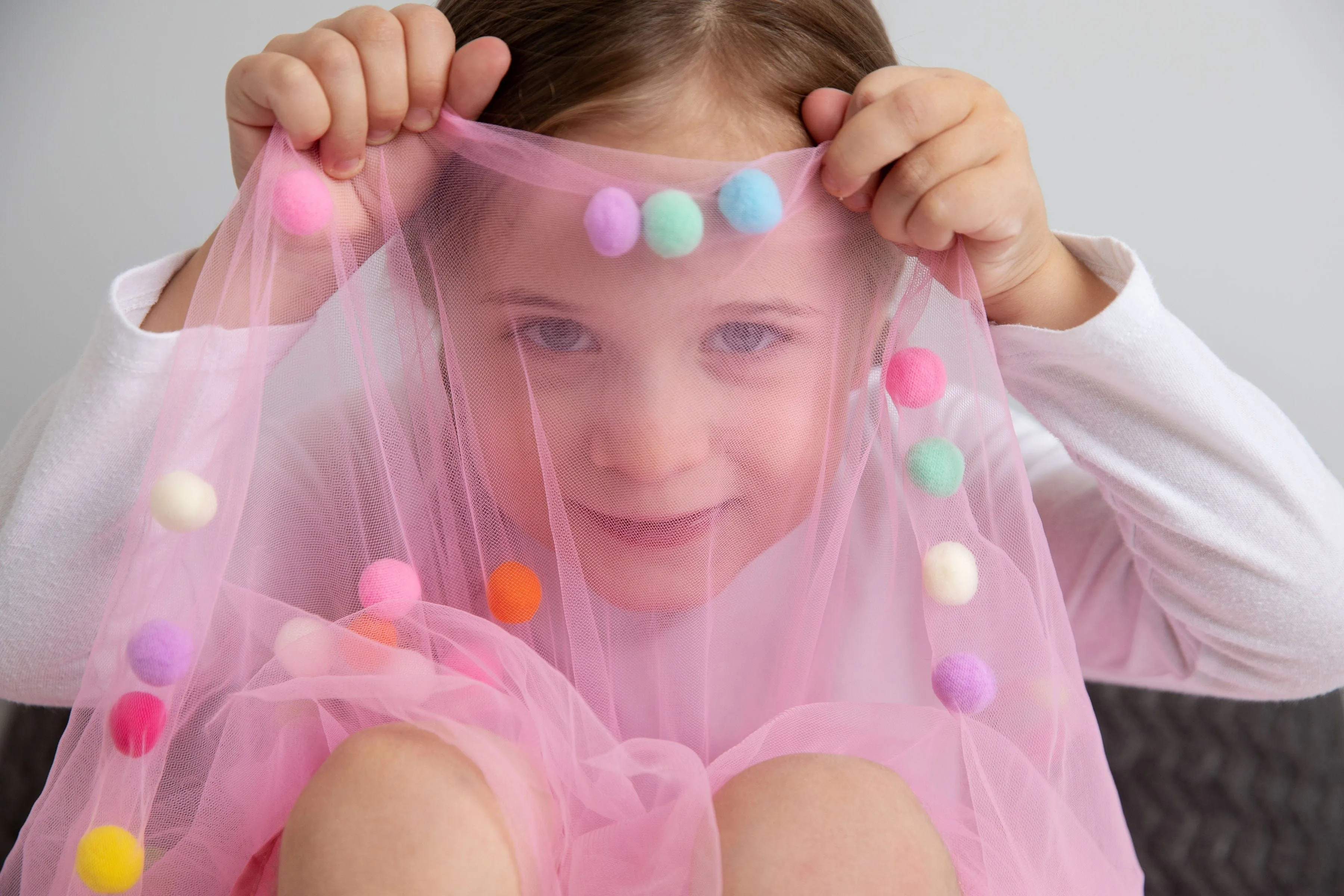 Pink Tutu For Girls | Pom Pom Tutu Skirt With Necklace and Bracelet | 3Pcs Set