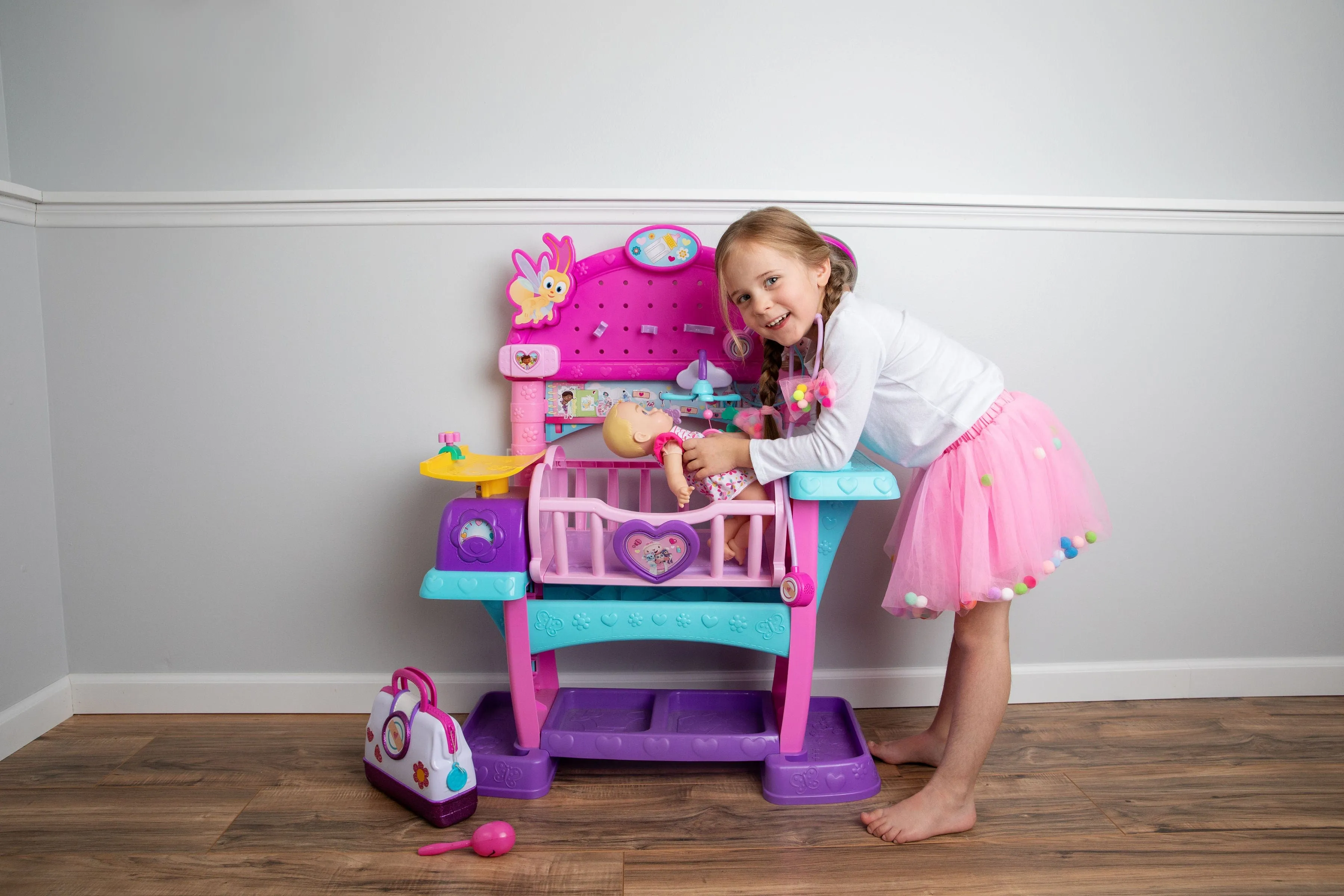 Pink Tutu For Girls | Pom Pom Tutu Skirt With Necklace and Bracelet | 3Pcs Set