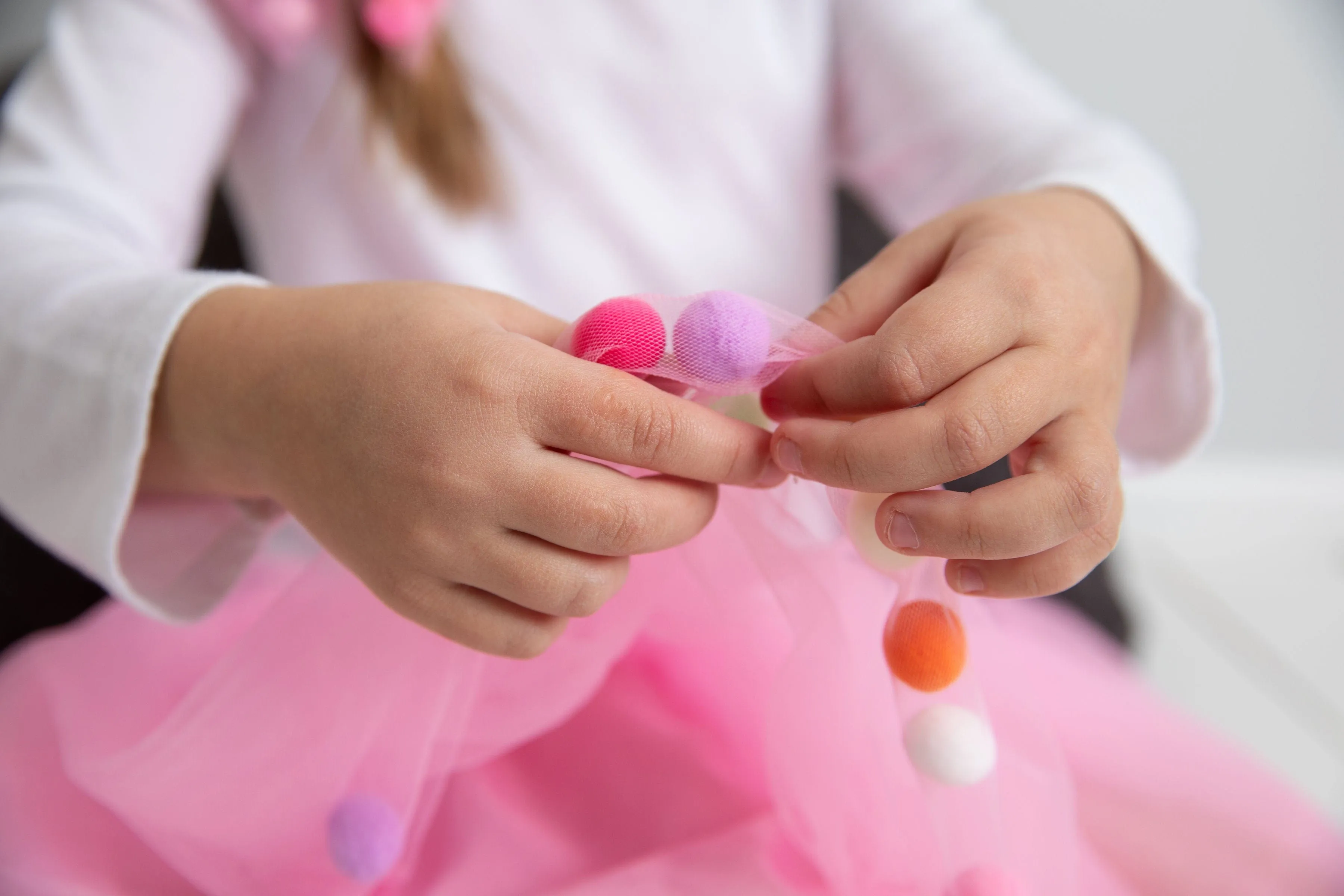 Pink Tutu For Girls | Pom Pom Tutu Skirt With Necklace and Bracelet | 3Pcs Set