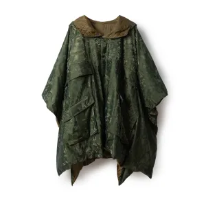 Reversible Hooded Down Poncho - Green