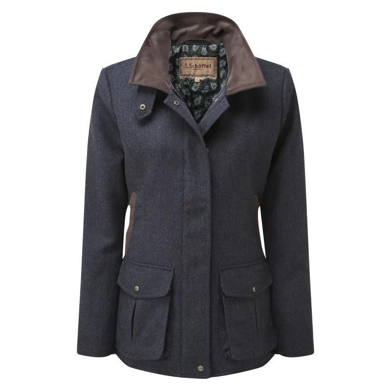 Schoffel Ladies Lilymere Tweed Jacket - Navy Herringbone Tweed