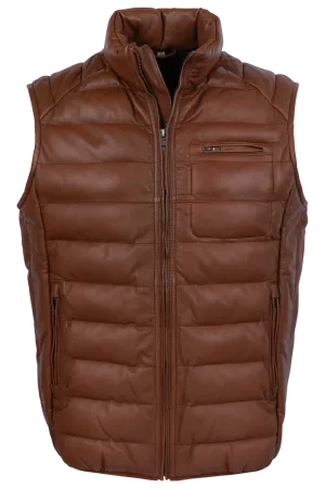 Scully Ribbed Cognac Lamb Leather Vest