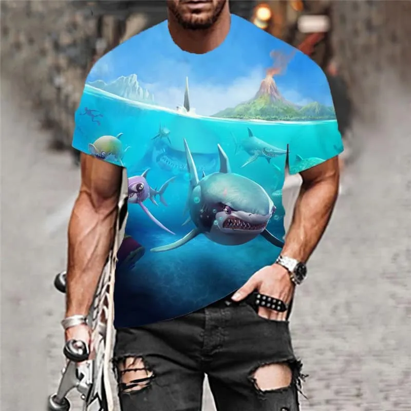 Shark T shirt Men Ocean Tshirt Printed Animal T-shirts 3d Landscape Funny T shirts