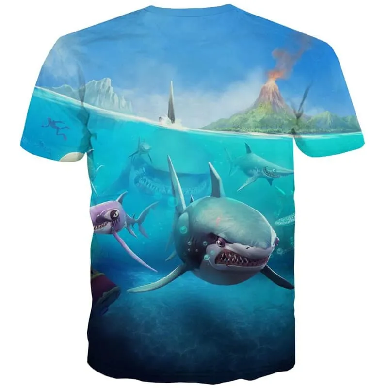 Shark T shirt Men Ocean Tshirt Printed Animal T-shirts 3d Landscape Funny T shirts