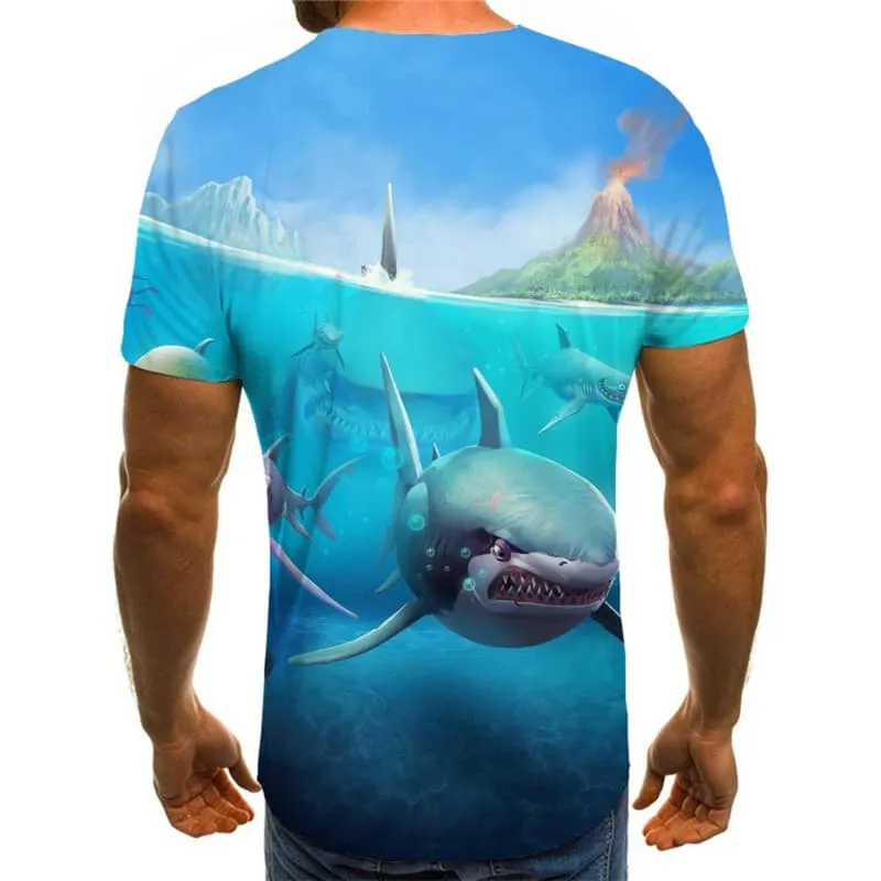 Shark T shirt Men Ocean Tshirt Printed Animal T-shirts 3d Landscape Funny T shirts