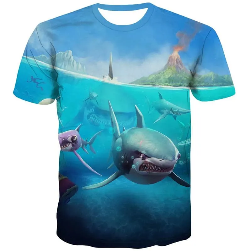 Shark T shirt Men Ocean Tshirt Printed Animal T-shirts 3d Landscape Funny T shirts