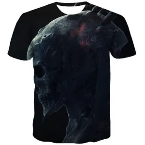 Skull T-shirt Men Flame Tshirts Cool Abstract T-shirts Graphic Hip Hop T-shirts 3d Gothic Tshirt Printed Short Sleeve T shirts