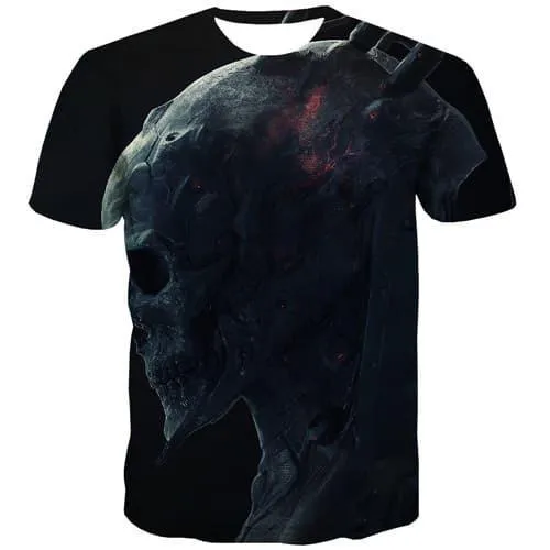 Skull T-shirt Men Flame Tshirts Cool Abstract T-shirts Graphic Hip Hop T-shirts 3d Gothic Tshirt Printed Short Sleeve T shirts