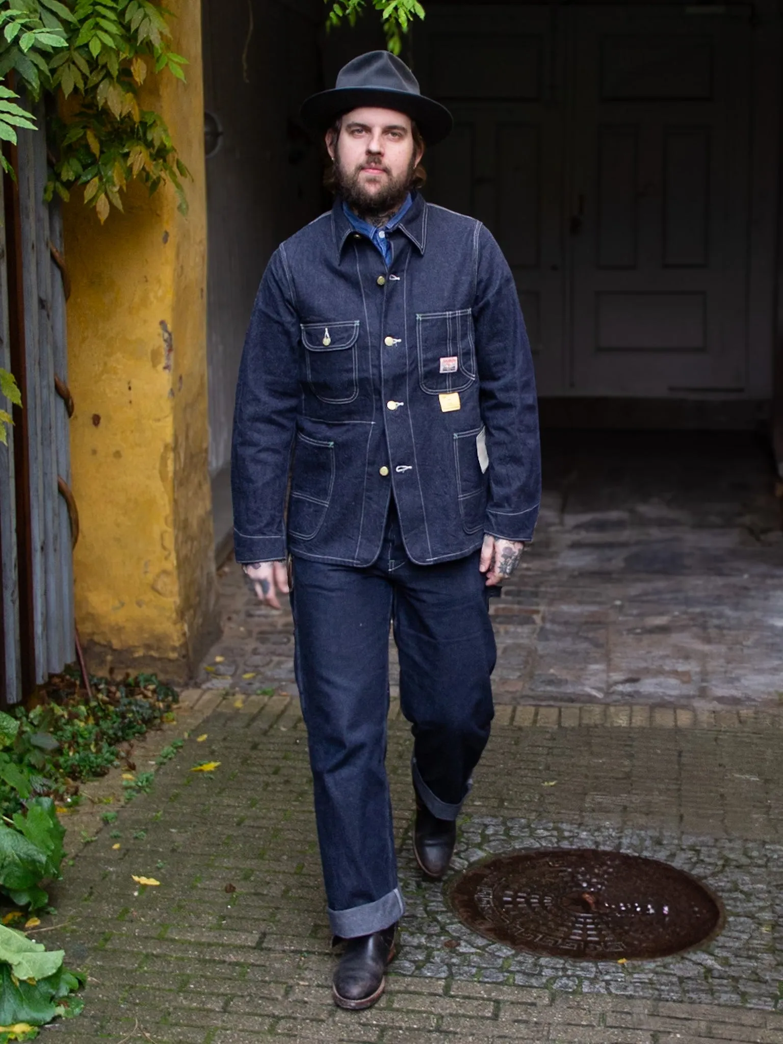 Sugar Cane, 1920's Work Coat, 11oz Blue Denim