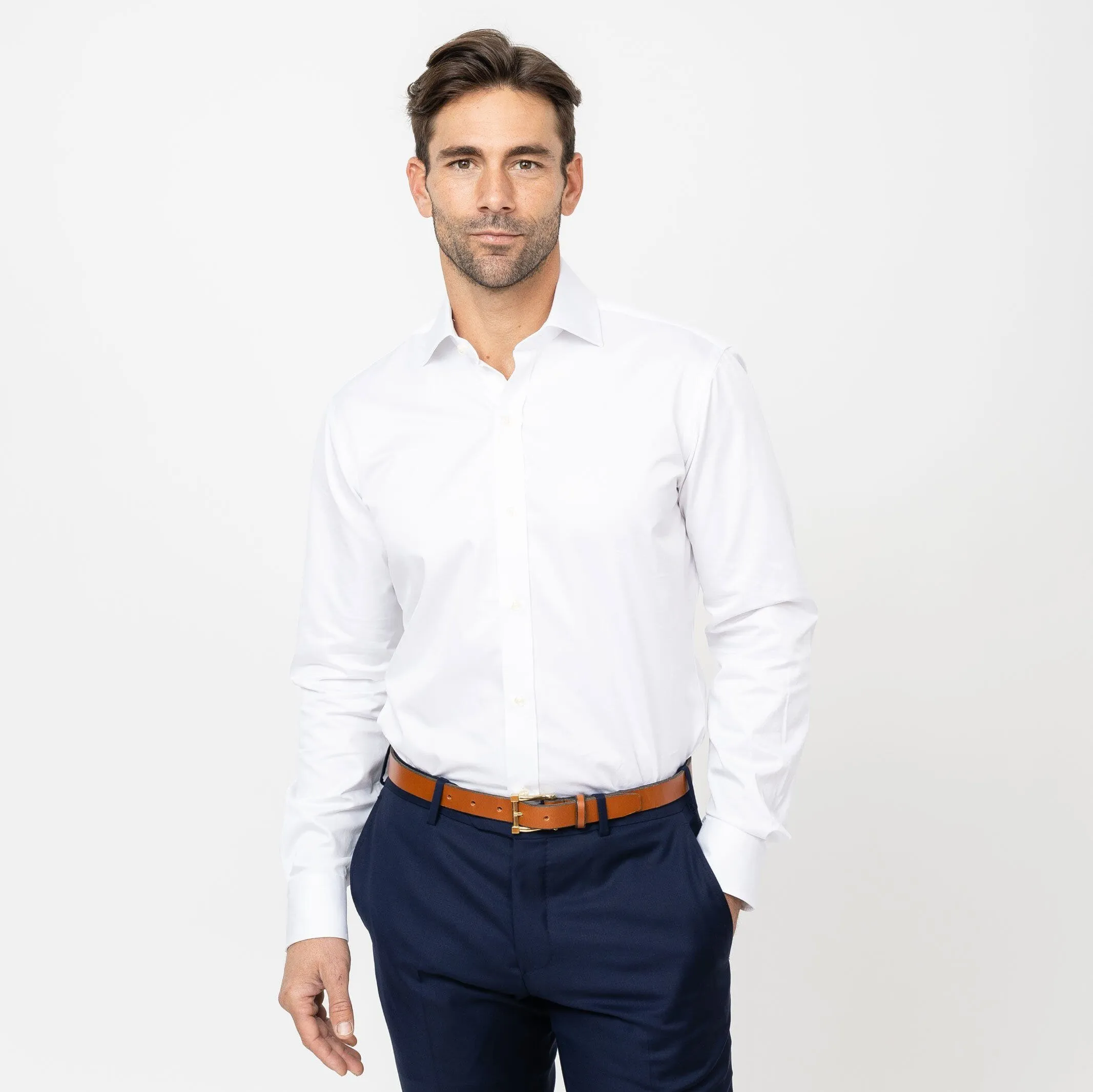 The White Madison Fine Twill Custom Shirt