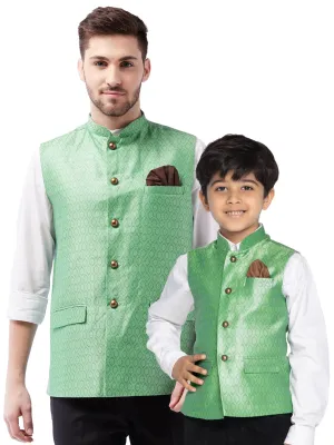 Vastramay Green Baap Beta Ethnic Jacket Set