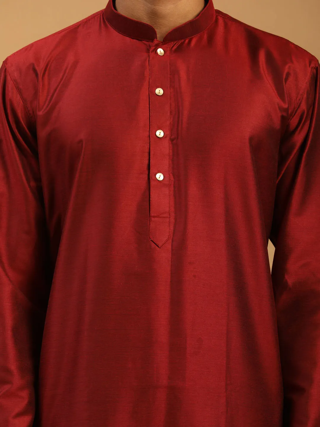 VASTRAMAY Maroon Viscose Kurta With Pant