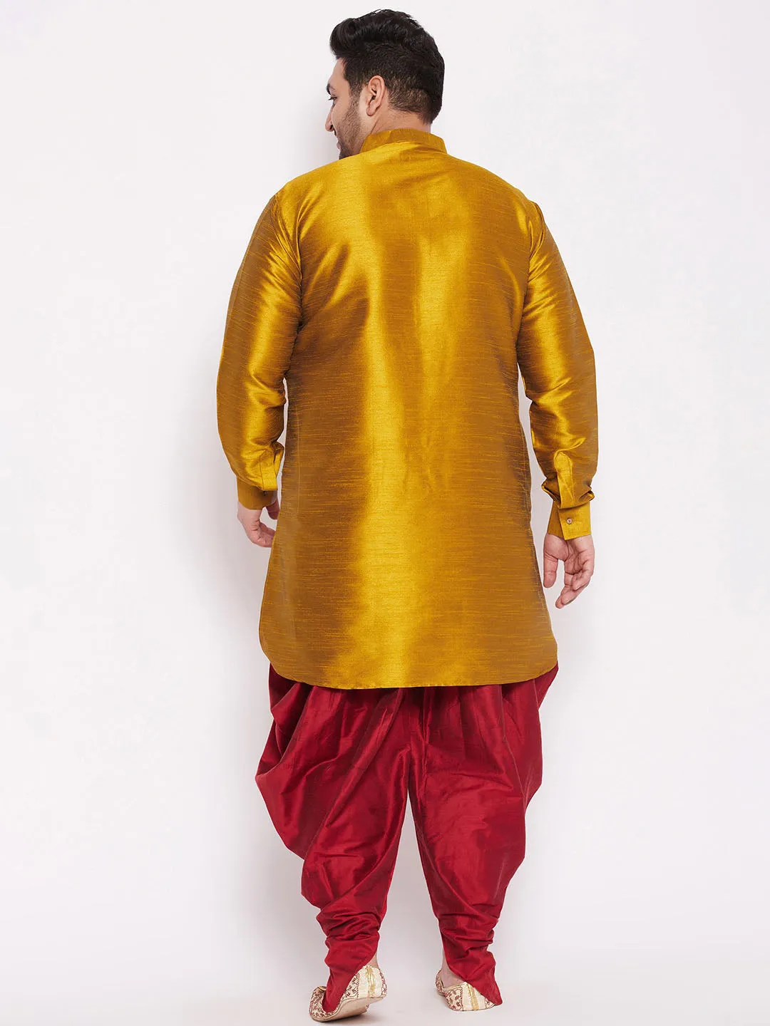 Vastramay Mustard Silk Blend Kurta Dhoti