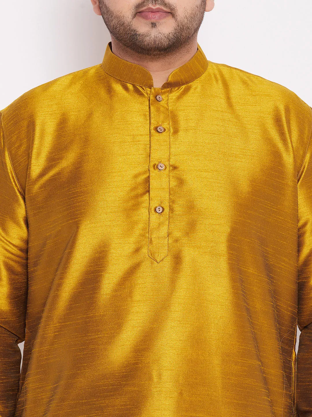 Vastramay Mustard Silk Blend Kurta Dhoti