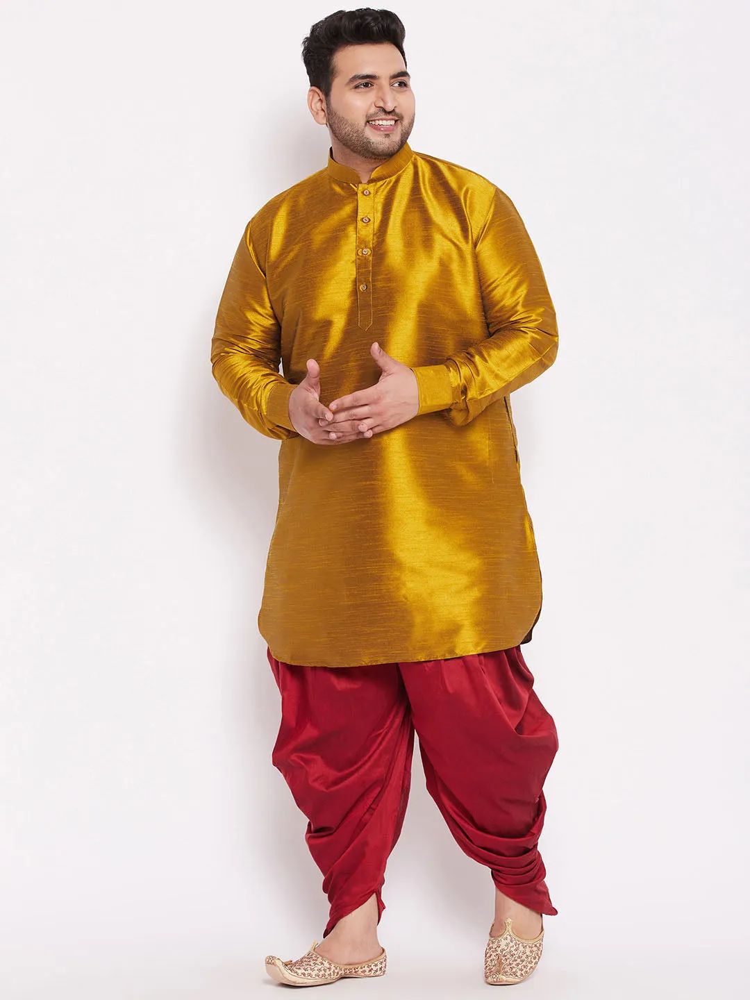 Vastramay Mustard Silk Blend Kurta Dhoti