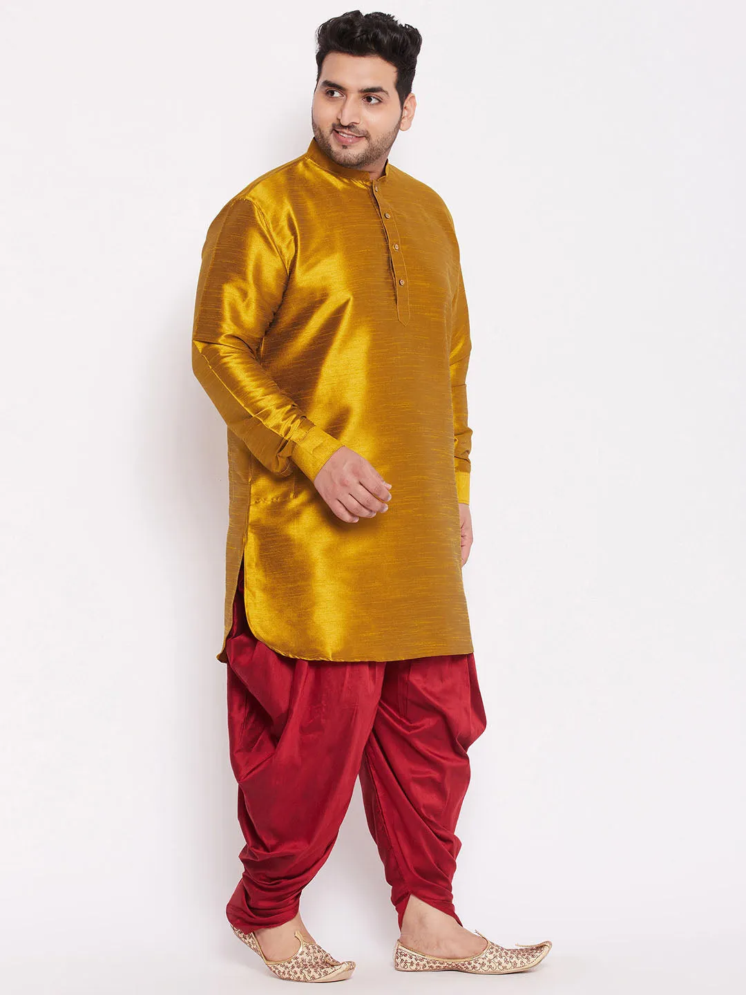 Vastramay Mustard Silk Blend Kurta Dhoti