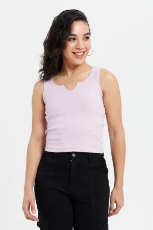 Women Lilac V-Neck Sleeveless Vest