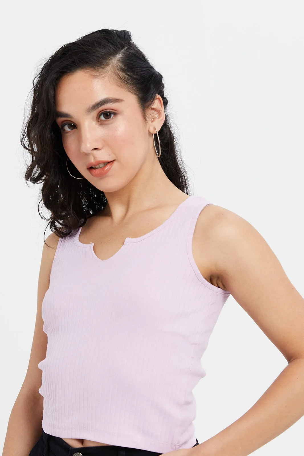 Women Lilac V-Neck Sleeveless Vest